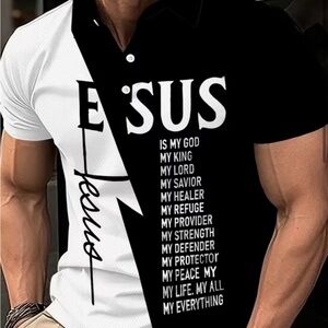 Faith-Inspired Men’s Polo Shirt – JESUS Design (Half Zip)